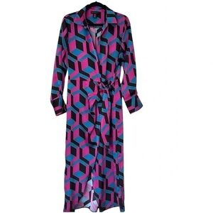 House of Harlow 1960 Pink and Blue Long Sleeve Dress